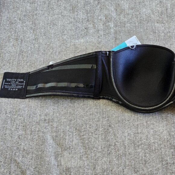 Vanity Fair 38B Black Beauty Back Strapless Bra Removable Straps 74380 Stretch - Picture 13 of 16